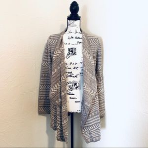 LUCKY BRAND BROWN AND CREAM DRAPE CARDIGAN SMALL